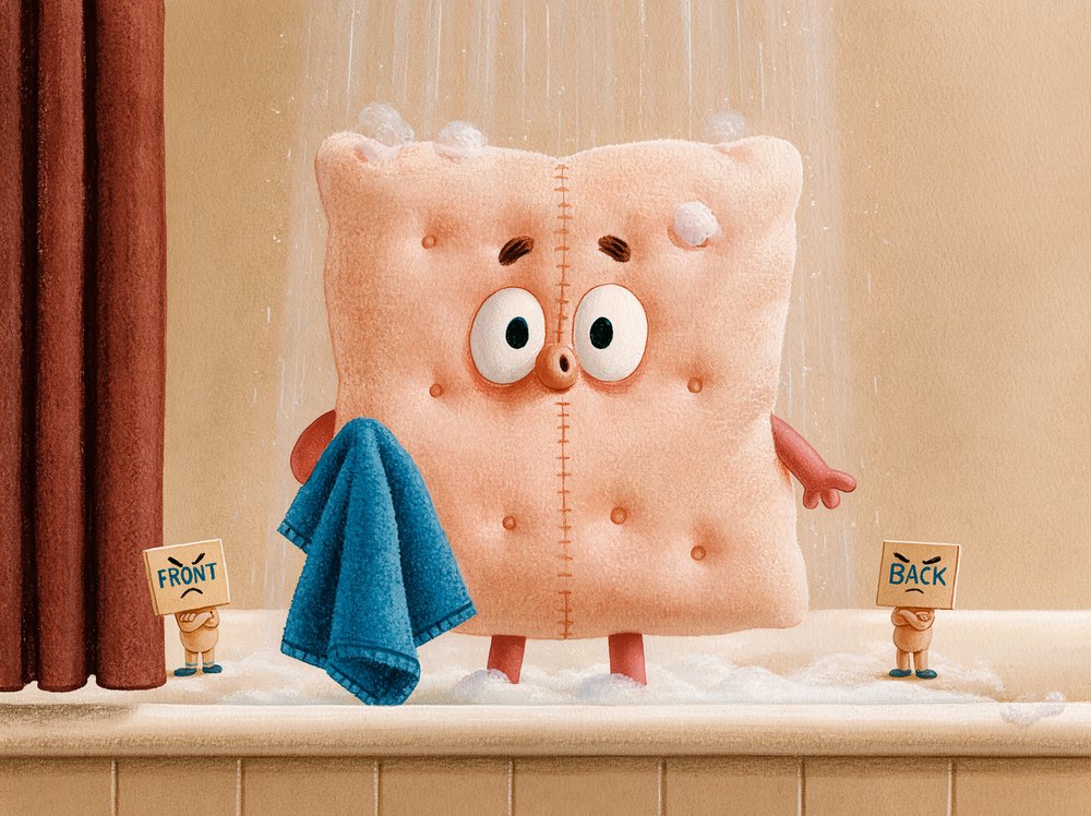 Steam in the shower as the washcloth happily circles Timmy, scrubbing away.